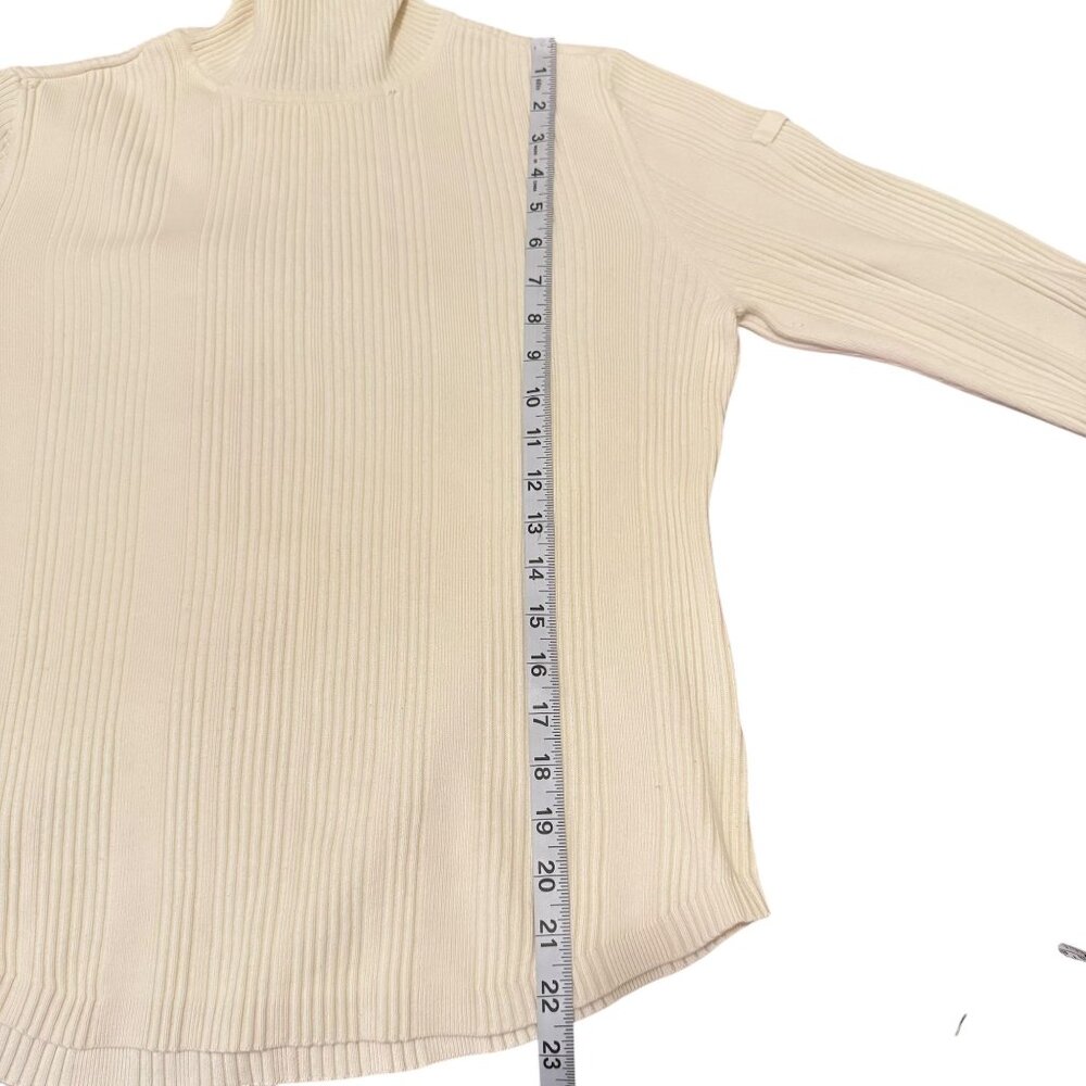 Tommy Hilfiger Sweater Women's Large White Turtleneck Knit Long Sleeve Sweater - Picture 8 of 11